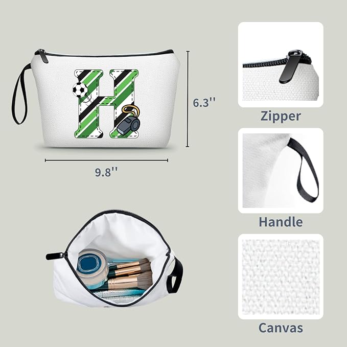 ARIOSEY Soccer Gifts Personalized Soccer Ball Cosmetic Bag for Purse Birthday Inspirational Gifts for Girls Women Team Coach Mom Stuff Travel Organizer-H
