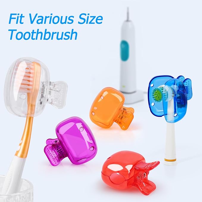 6 Pack Toothbrush Covers Portable Toothbrush Protector Coverings Clips Travel Protector Plastic Brush Pod Protection Clip Case for Kids Bathroom Home Travel Supplies