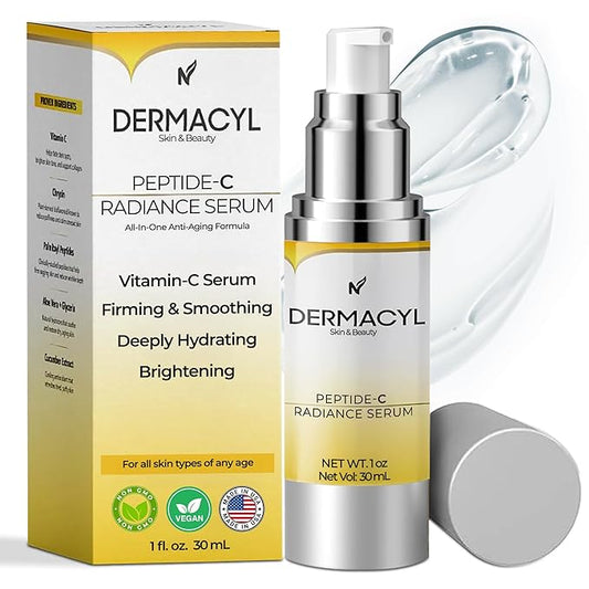Dermacyl Peptide C Radiance Serum | Vitamin C Serum for Face with Hyaluronic Acid for Anti-Aging, Face Hydrating, Deep Wrinkle Repair & Firming for Fine Lines, 30ml