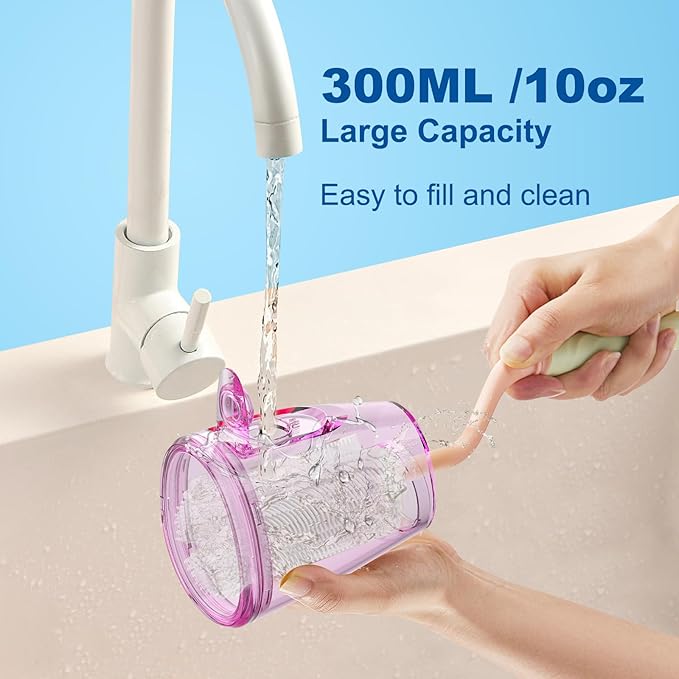 WellLeo Water Flosser for Teeth, 300ML Cordless Oral Irrigator Rechargeable Dental Flosser Picks with 5 Modes 5 Jet Tips,IPX7 Waterproof Teeth Cleaner for Braces Gum Care, Home Travel Use