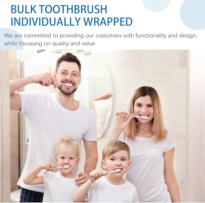 Uiifan 100 Sets Disposable Toothbrushes with Toothpaste Bulk Individually Wrapped Travel Toothbrush Kit Soft Bristle Tooth Brushes Homeless Supplies for Hotel Shelter Nursing Home Charity Donation