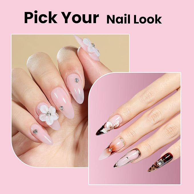 Beetles 3D Gel Nail Art Kit-3D Nail Art 4 Colors Clear Pink White Builder Nails Gel Non-Sticky Hand Sculpting Building for DIY Salon at Home,UV & LED Lamp Cured Needed