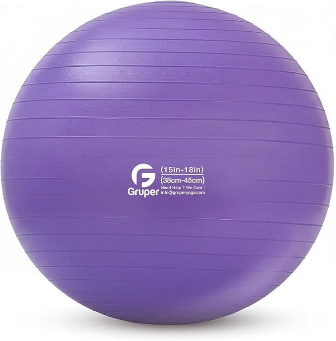 Gruper Yoga and Pilates Ball,4 Sizes Gym Ball for Fitness, Yoga, Workout, Pregnancy and Physical Therapy,Quick Pump Included,Great as Yoga Ball Chair for Office or Home Gym Equipment