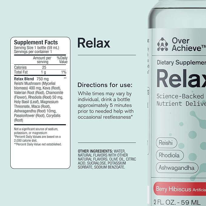 Supplement Variety Pack with Advanced Nanoscience Technology, 3 Pack, Stress Calming Relax Drink, Sleep Aid Drink, Mushroom Supplement Drink, 2 oz Shot