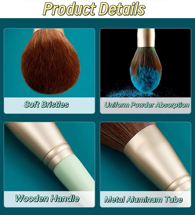Unfovi 14 Pcs Makeup Brush Set, Cosmetic Brushes for Foundation, Concealer, Eyeshadow, Blush, Powder & Contouring, Professional Beauty Makeup Tools for Women & Beginners(Mint Green)