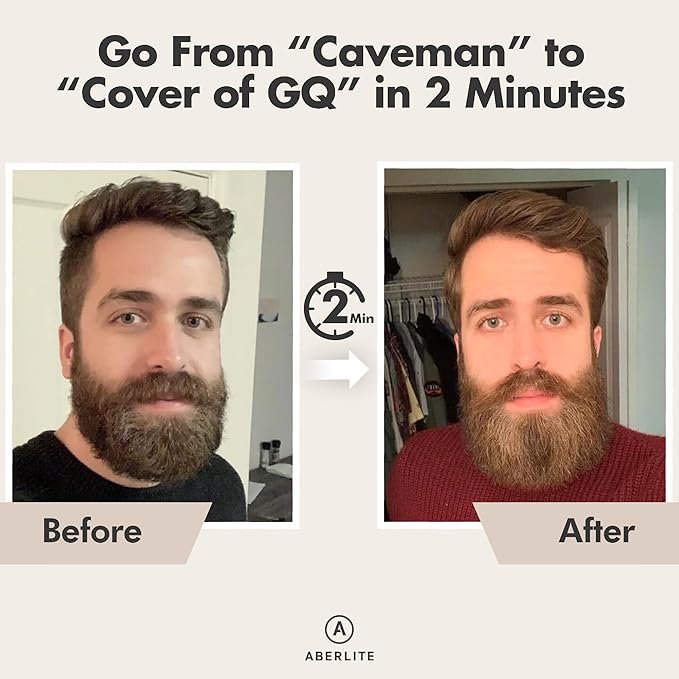 Aberlite Slim Beard & Hair Straightener - Anti-Scald Comb Tooth - Ionic Conditioning - Heated Brush - Straightening Comb for Men - for All Beard Types