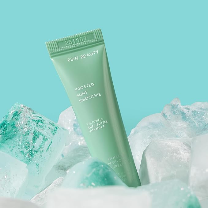 ESW Beauty Frosted Mint Smoothie Shimmer Lip Treatment – Cool Mint & Vanilla with Shea Butter & Vitamin E for Refreshing Moisture & Lip Defense