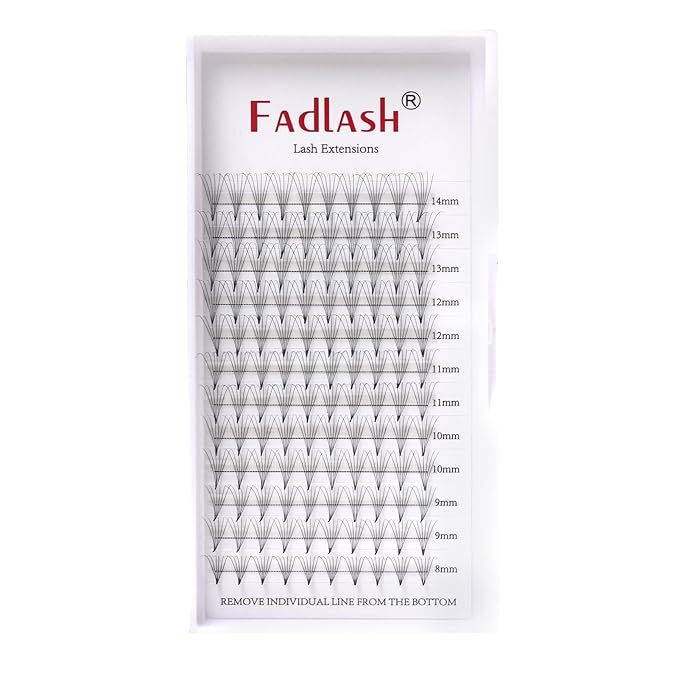 Premade Fans Volume Lash Extensions C D Curl Mix Tray 8-14mm .07 6D Handmade Pre made Fanned Russian Cluster Eyelashes by FADLASH (6D-0.07-C, Mix 8-14mm)