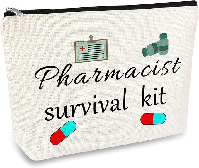 Pharmacy Technician Gifts Makeup Bag for Women Pharmacist Cosmetic Bags Case Pharmacy Tech Toiletry Bag Graduation Birthday Gift for Nurse Nursing Pharmacist Pharmacy Student RX Pharmacist Gift