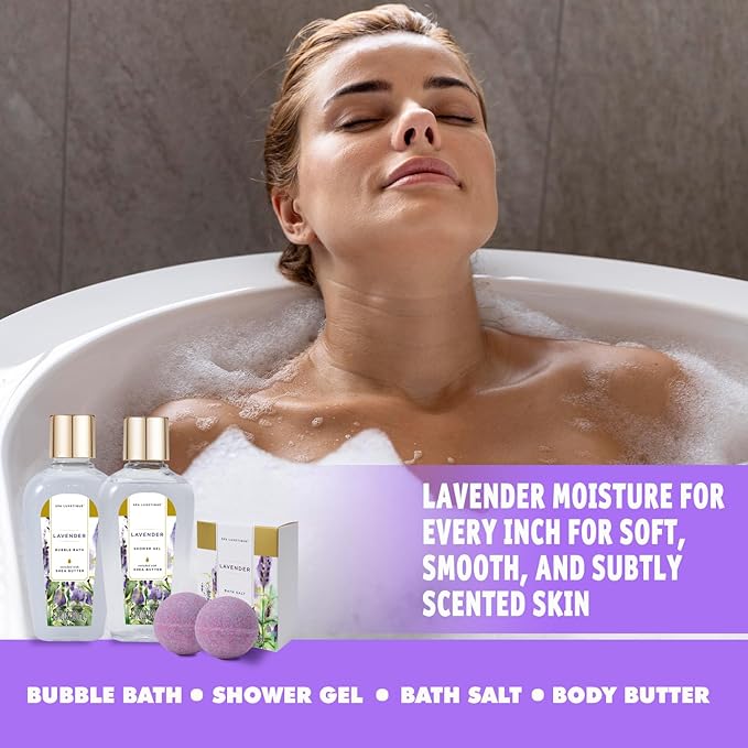 Spa Luxetique Bath Sets for Women Gifts - 10 Pcs Lavender Spa Kit, Self Care Kit for Her, Birthday, Mother's Day, Anniversary, Holiday, Valentine's Day Gifts for Her, Mother, Girlfriends, Wife