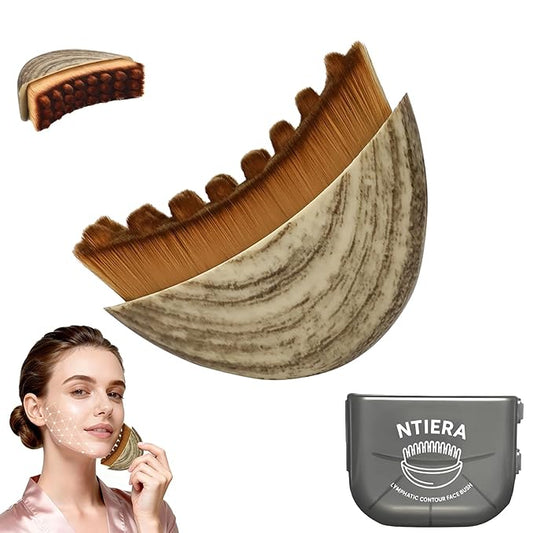NTIERA New Lymphatic Contour Face Brush,2026 Jawline Sculpting Lymphatic Drainage Massager,Dry Brush Facial Tool for Puffiness Detox & Glow,Manual Skincare Brushs,Ultra Soft PBT Bristles