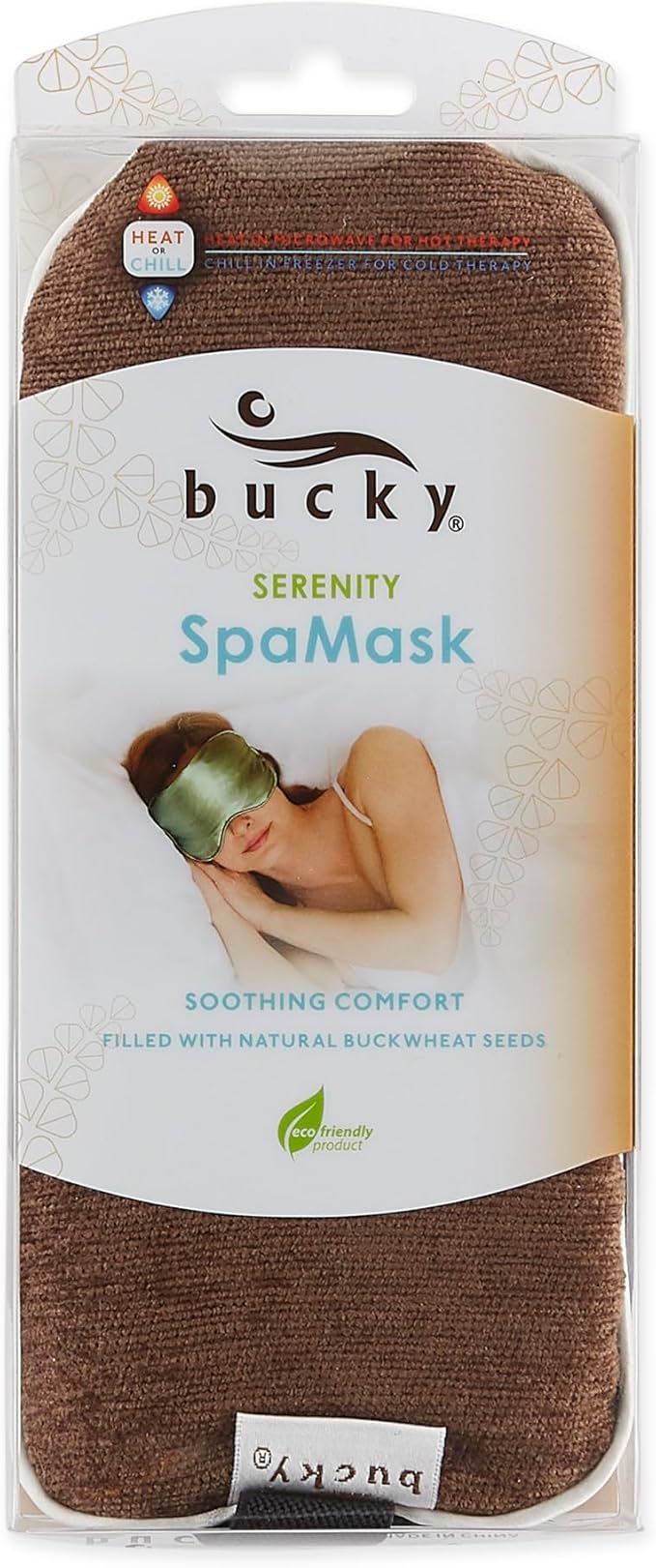 Bucky Hot & Cold Therapy Spa Collection Chenille Eye Mask, 8.5x4", Mocha