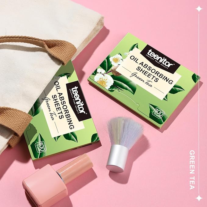 Teenitor Green Tea Blotting Paper - 800 Oil Absorbing Sheets for Oily Skin, Face Oil Control Film