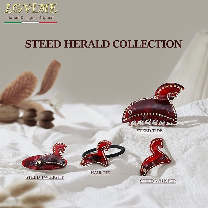 Small Horse Hair Clips for Women Premium, Red Cute Hair Clips for Women for Pinning Back Bangs, Acetate Hair Accessories, Anti-Rust Valentine's Birthday Year of the Horse 2026 Gift
