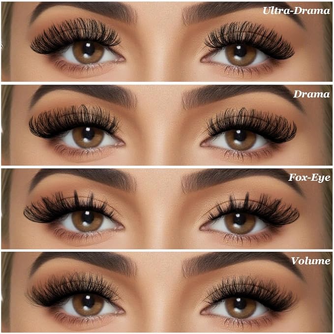 FARRED Lashes Wispy False Eyelashes 4 Styles Cat Eye Fake Lash Strips Big Fluffy Fox Strip Eyelash Pack 20 Pairs Natural Mink Cateye Lashes Natural Looking Wispies Easy Russian Eye Lash for Beginners