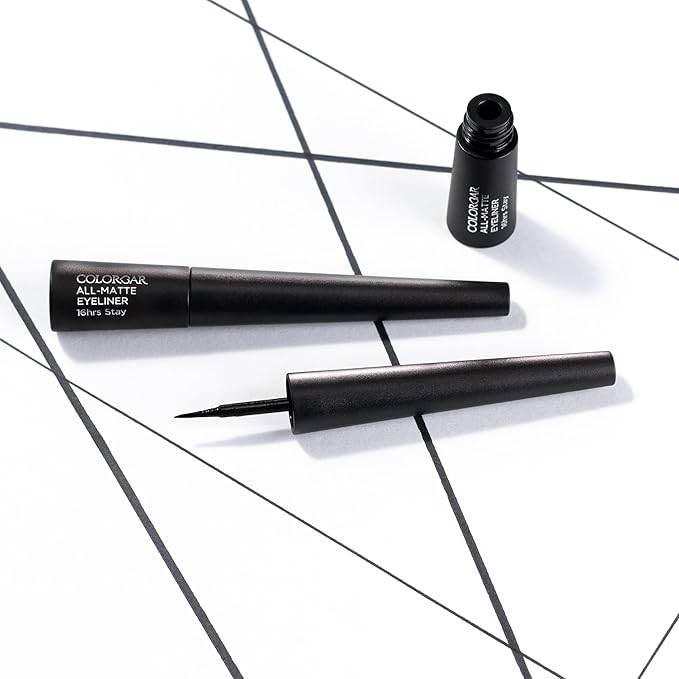Colorbar All-Matte Eye Liner - Liquid Eyeliner with Innovative Applicator for Precision - Quick-Drying and High-Pigment - 001 Matte Black - 0.08 oz