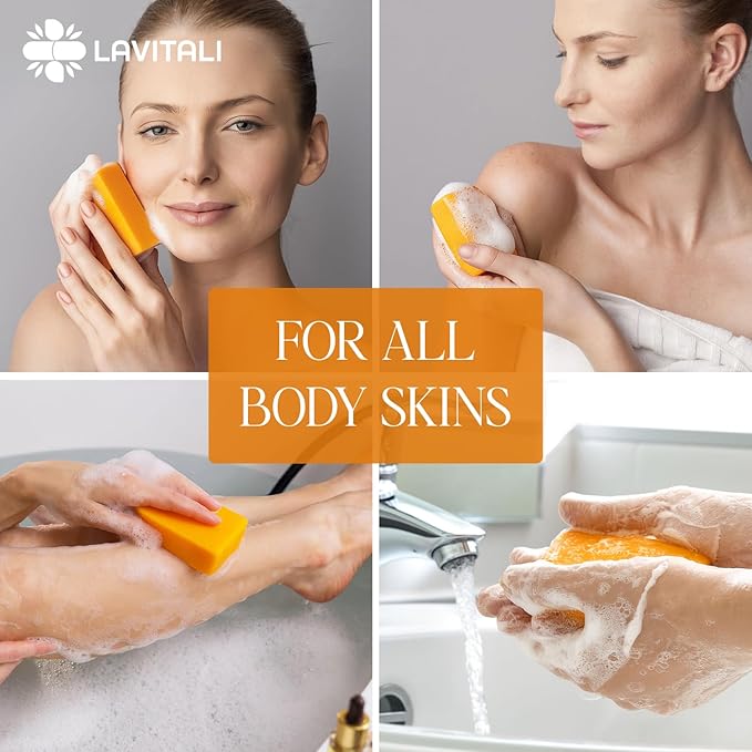 LaVitali, Premium 6 Bars Kojic Acid Soat with Lemon Turmeric, Natural soap, Handmade, Sugar/Caffeine/Gluten Free, 100% Natural & Pure, Great For All Skin Types Body Care Body Wash