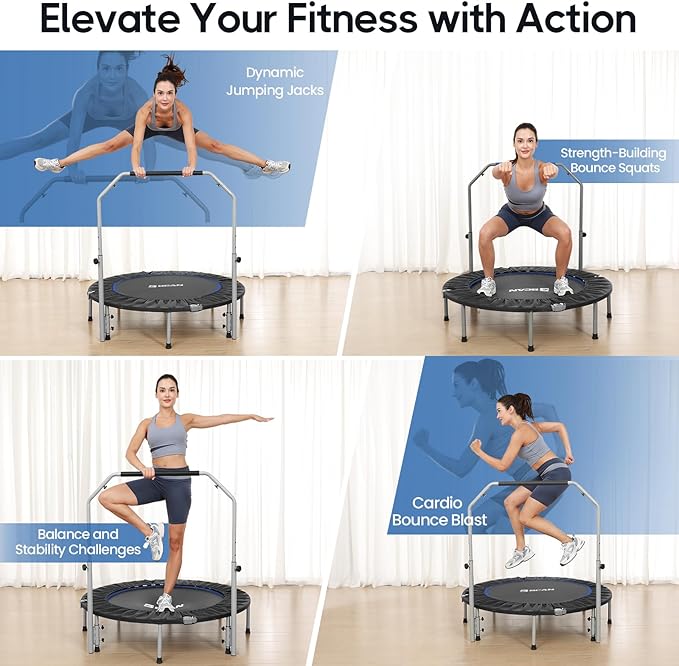BCAN 40/48" Foldable Mini Trampoline Max Load 330lbs/440lbs