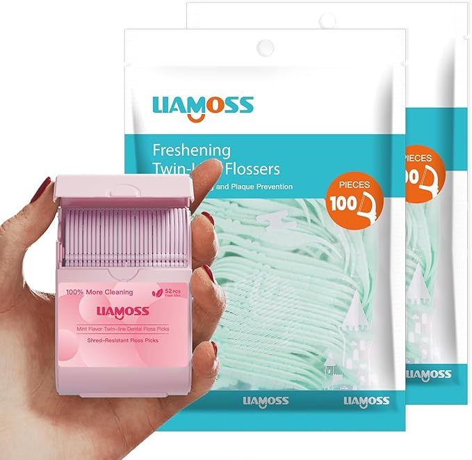 Twin Line Floss Picks,252 Count Pink Travel Mint Dental Flossers,No Break No Shred Super Clean Tight Teeth Tool Kit,Superfine for Adults Comfort Toothpicks,for Travel,Dating(Pink)