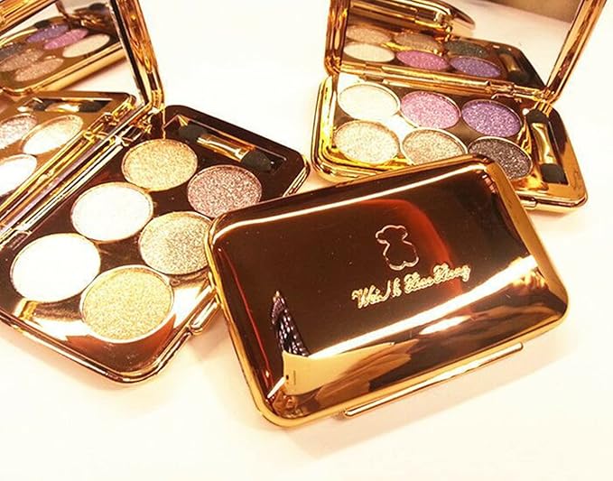 Gold Glitter Eyeshadow Set, 6 Shimmer Colors - Highly Pigmented, Long Lasting, Waterproof & Sweatproof - Professional Nude Palette for Women - Warm, Natural, Neutral & Smokey Eye Shades (#06)