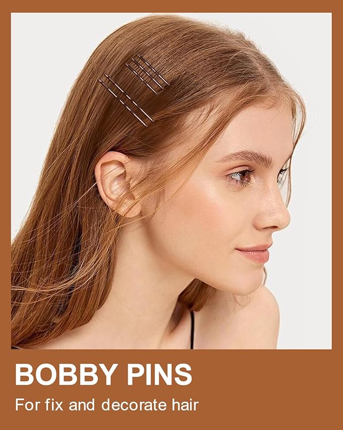 MAORULU Hair Bobby Pins with Cute Case, 250 CT Hair Pins for Buns, Premium U Hair Accessories for Women, Girls and Kids, Great for All Hair Types (Variety U & Bobby Pins Brown)