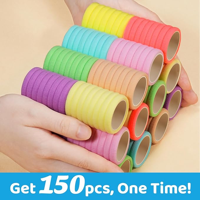 150PCS Baby Hair Ties, IKOCO Small Hair Ties for Little Girls Kids No Crease Seamless Colorful Ponytail Holders,8 Candy Colors