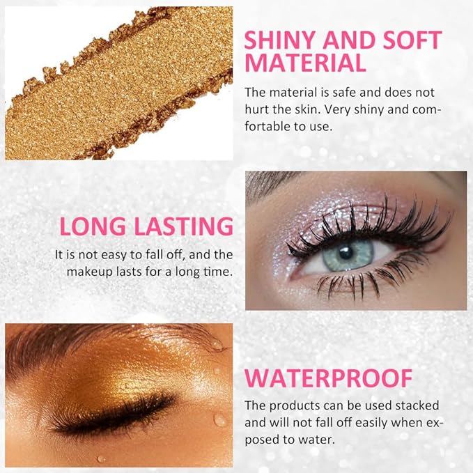 4 Colors Highlight Silver Gold Eyeshadow Palette, SHANY