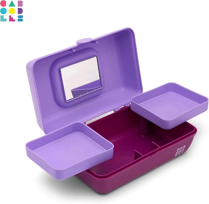 Caboodles Pretty in Petite Makeup Box, Hard Plastic Organizer Box, 2 Swivel Trays, Fashion Mirror, Secure Latch for Safe Travel
