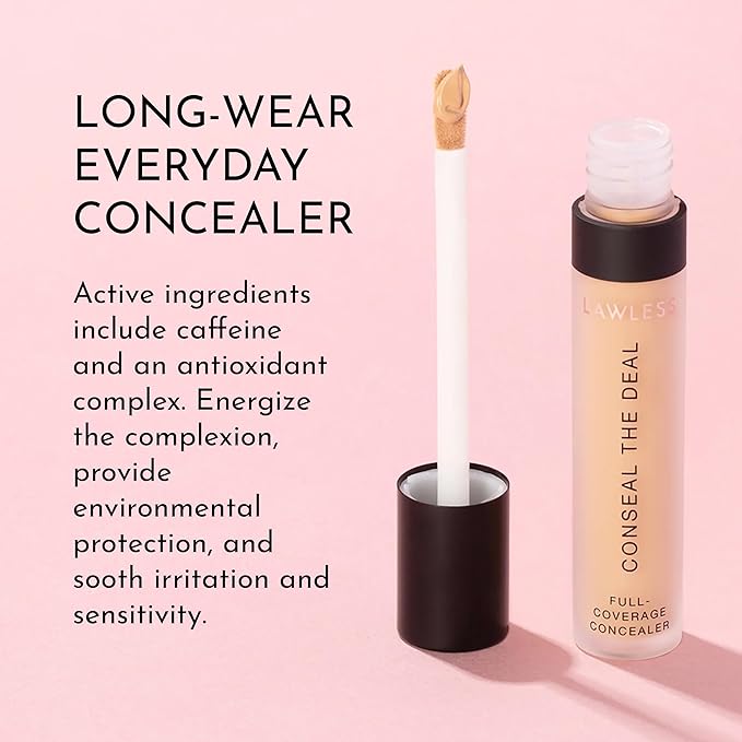 LAWLESS Conseal The Deal Lightweight Longwear Everyday Concealer - Goldie - with Antioxidants and Caffeine to Reduce Dark Circles and Puffiness. Long-Wearing and Self-Setting, Silicone-Free - 5 ml.