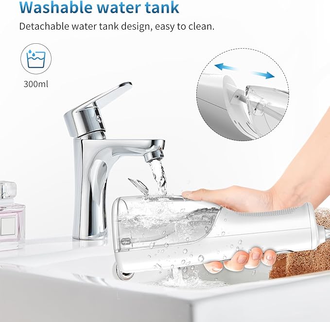 Advanced Cordless Dental Water Flosser for Teeth – Portable Oral Irrigator with 300ml Tank, USB-C Rechargeable, IPX7 Waterproof Electric Teeth Cleaner for Braces & Sensitive Gums