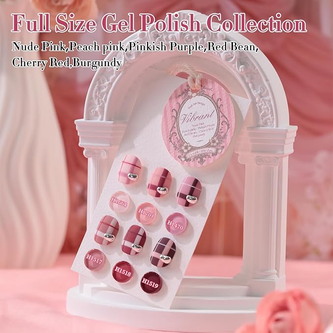 Double Rhythm 6 Pcs Hema Free Gel Polish Set 0.50 OZ Same Color Same Bottle Soak Off Neutral Natural Milky Gel Polish Kit Nail Art Manicure Salon DIY (Nude Pink Rose Burgundy-H6-3)
