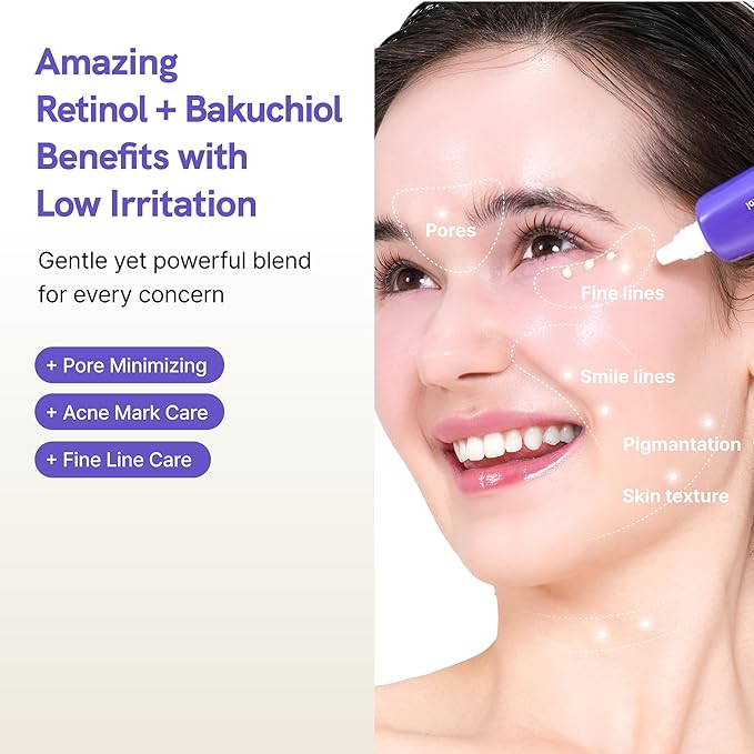 Retinol 0.1% Eye Cream with Bakuchiol 0.5% | Sensitive Skin Retinol for Wrinkles, Fine Lines & Dark Circles | Suitable for Face & Under-Eye Area | Korean Skincare | 30 ml (1.01 fl oz)