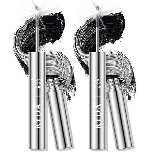 KYDA 2 Pcs Black Irond Wand Curling Mascara, Extra Slim Eyelash Look, Washable Metal Mascara Makeup, Lasting Waterproof Pigment, Charming Eyelash Makeup, No Flaking and Clumping