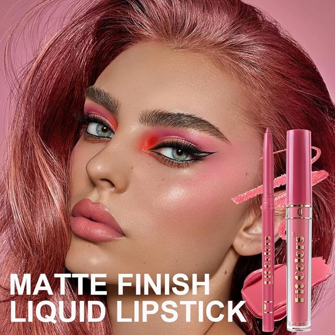 6 Colors Liquid Lipstick + Lip Liner Pen