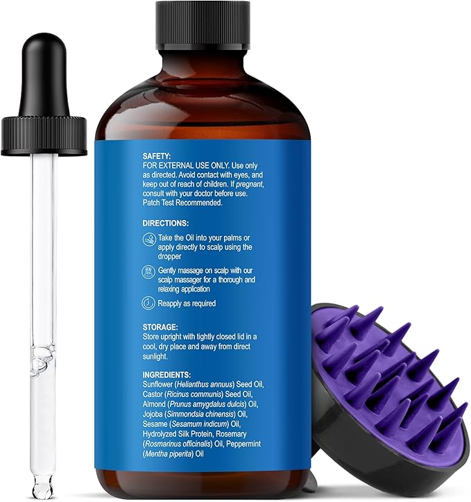 Botanic Hearth Hair Oil for Hair Growth | Strengthening Dry, Frizzy, Damaged Hair & Scalp Treatment | No Parabens or Harmful Sulfates | All Hair Types | Rosemary Castor Hair Oil - 4 Fl Oz