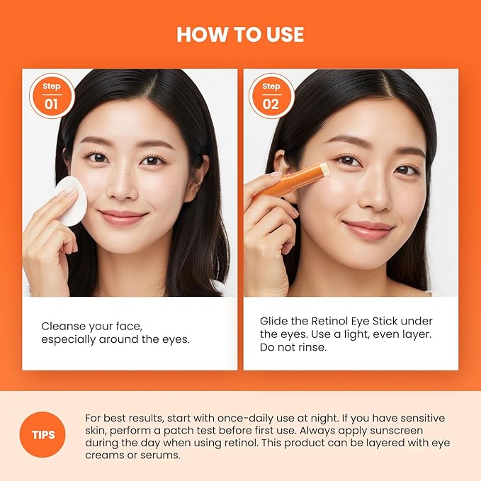 VELAMO ADVANCED Retinol Eye Stick: Plumping & Smoothing Under Eye Balm for Dark Circles, Puffiness & Wrinkles - Made in Korea, Upgraded Formula with Collagen, Niacinamide & Peptides 0.35 OZ/10g 2 Pcs