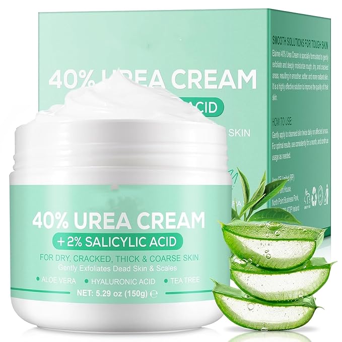 Urea Cream 40 Percent, 40% Urea Cream Plus 2% Salicylic Acid for Feet Maximum Strength, Deeply Moisturize, Repair Dry, Cracked, Rough Skin of Heel, Elbow and Knee, Foot Cream and Hand Cream