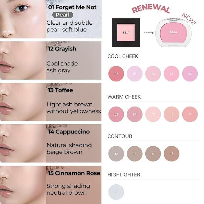 BBIA Last Blush NEW 15 Colors - Cheek Blush Shaping Shading Contour & Highlight Long-Lasting Matte Finish Natural Shades Buildable & Blendable Daily Korean Face Makeup (11 LILY CORAL, Pack of 1)