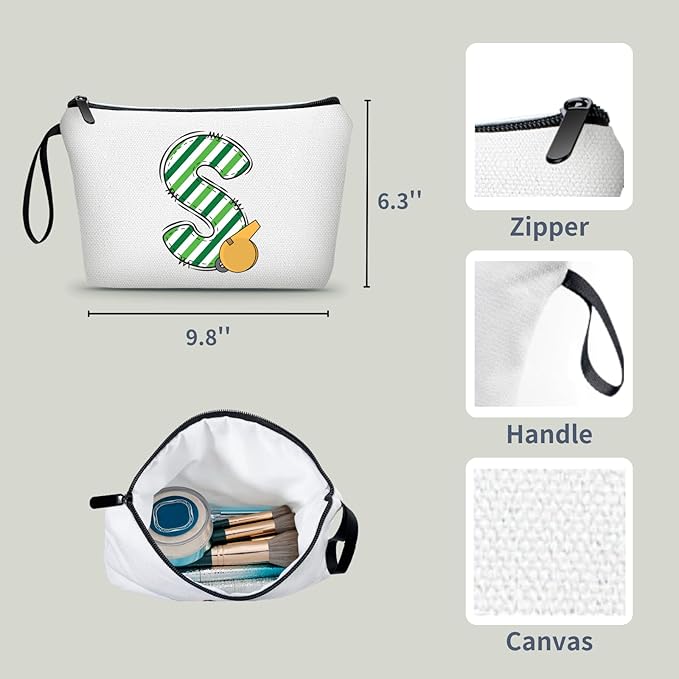ARIOSEY Football Initial Birthday Graduation Gifts Cosmetic Travel Toiletry Bags Football Accessories Party Favors for Women Girls Daughter Niece Team Coach Friends -S