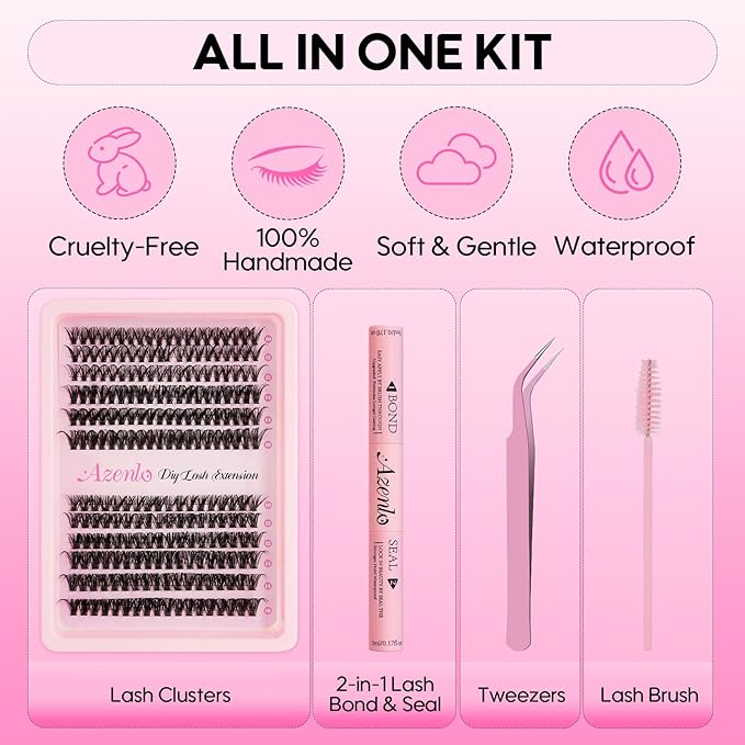 Lash Extensions 40D+60D Cluster 240pcs DIY Lash Clusters 10-16mm Eyelash Clusters Individual Think Band Lash Kit (40D+60D Kit)
