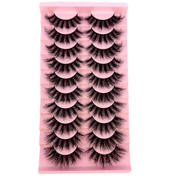 HBZGTLAD Soft Mink Eyelashes 3D Curl Winged End Eye Elongated Fake Lashes Thick Handmade Natural False Eyelash Messy Cross Lash Wholesale (WF77#)