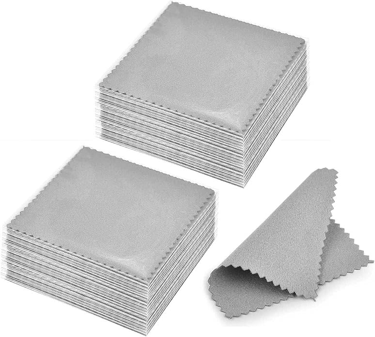SEVENWELL 50pcs Jewelry Cleaning Cloth Pink Polishing Cloth for Sterling Silver Gold Platinum Small Polish Cloth 8x8cm