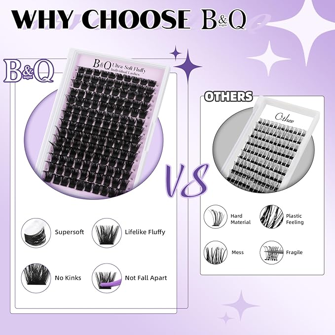 B&Qaugen Lash Clusters 300D Individual Lashes Eyelash Clusters Supersoft D Curl False Eyelashes 10-18 Mixed Eyelash Extension Wispy Volume Cluster Lashes DIY at Home(300D-10-18mm)