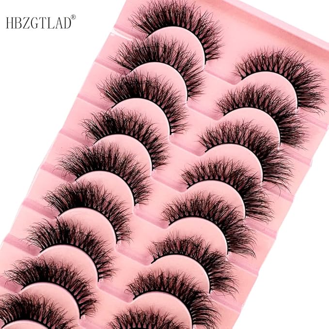 HBZGTLAD Soft Mink Eyelashes 3D Curl Winged End Eye Elongated Fake Lashes Thick Handmade Natural False Eyelash Messy Cross Lash Wholesale (WF606#)