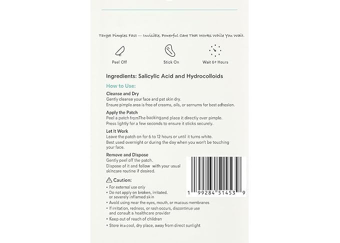 Nature'sDot Acne/Pimple Patches for face - Hydrocolloid with Salicylic Acid - 36 Count Invisible Waterproof Spot Treatment for Blemishes, whiteheads and Zits.