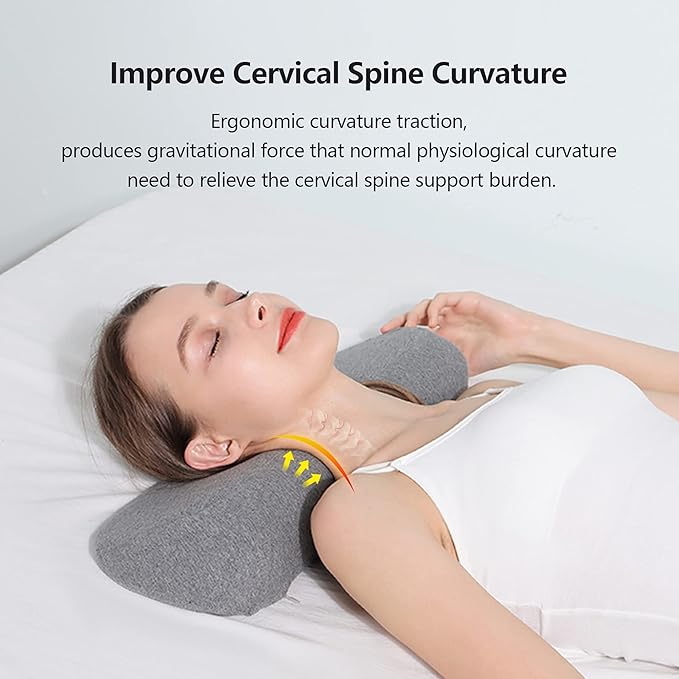 Cervical Neck Pillows for Pain Relief Sleeping, Memory Foam Neck Bolster Support Pillow and Shoulder Relaxer for Stiff Pain Relief, Neck Support Pillow Bed Neck Roll Pillow(Dark Gray)