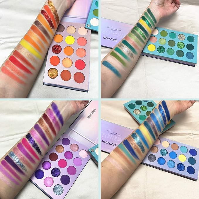 BestLand 60 Colors Eyeshadow Palette, 4 in1 Color Board Makeup Palette Set Highly Pigmented Glitter Metallic Matte Shimmer Natural Ultra Eye Shadow Powder Easy to Blend