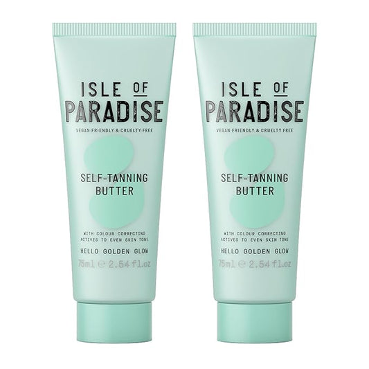 Isle of Paradise Self-Tanning Body Butter, Vegan, Cruelty Free, Self-Tan Butter, 75ml - 2 Pack