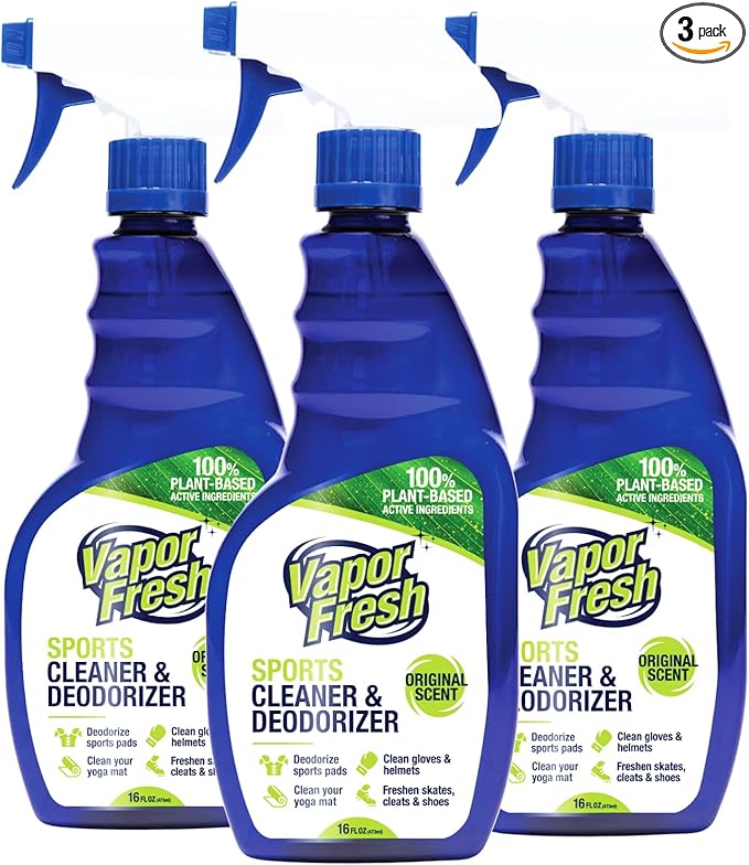 Vapor Fresh Sports Cleaner and Deodorizer - For Boxing Gloves, Sports Pads, Helmets, Gym Bags, Gym Equipment and More - Naturally Powered By Plants, 16 Fl Oz (3-Pack)