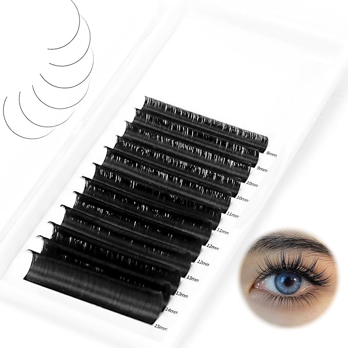 Premium Classic lashes Extensions Matte Black C/D Curl Velvet Lashes Individual 0.07mm thickness Professional Volume Single Root False Eyelashes DIY Supplies at Home 8-15mm Mixed